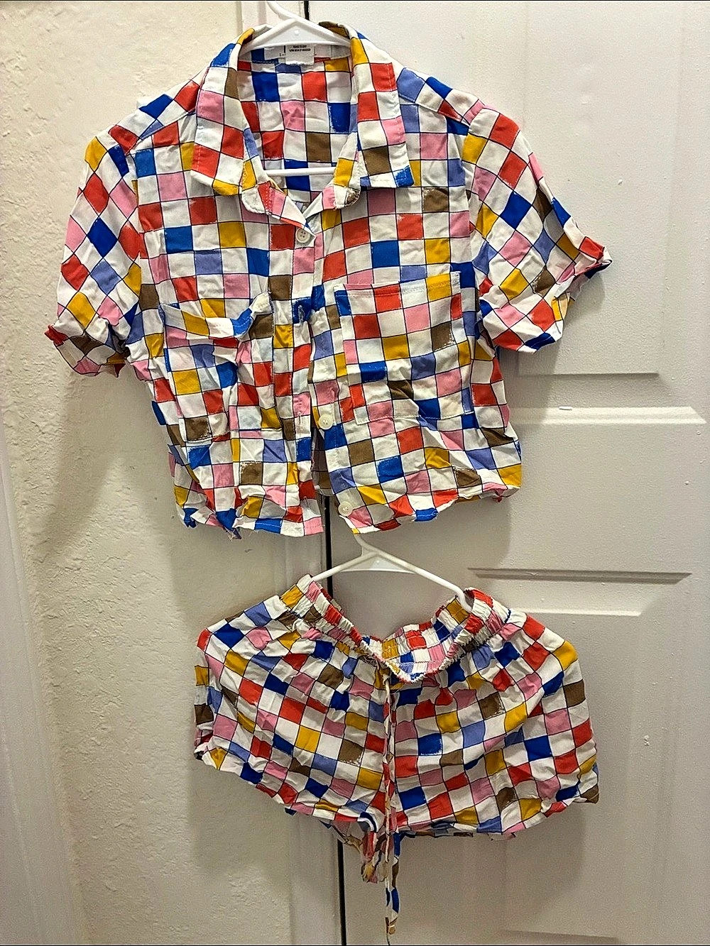 L.I.F.E. Checkered Shirt and Shorts Set in Multicolor